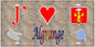Plaque métal décorative J' ❤️ Algrange, Moselle, mur antique carte