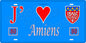 Plaque métal décorative, J' ❤️Amiens, Somme, fond  mur bleu 80