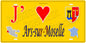 Plaque métal décorative 15 x 30 cm fond  mur jaune carte J' ❤️Ars sur Moselle, canton Les Coteaux de Moselle  57