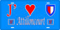 Plaque métal décorative 15 x 30 cm fond bleu 57 J' ❤️ Attilloncourt, canton du Saulnois Moselle 57
