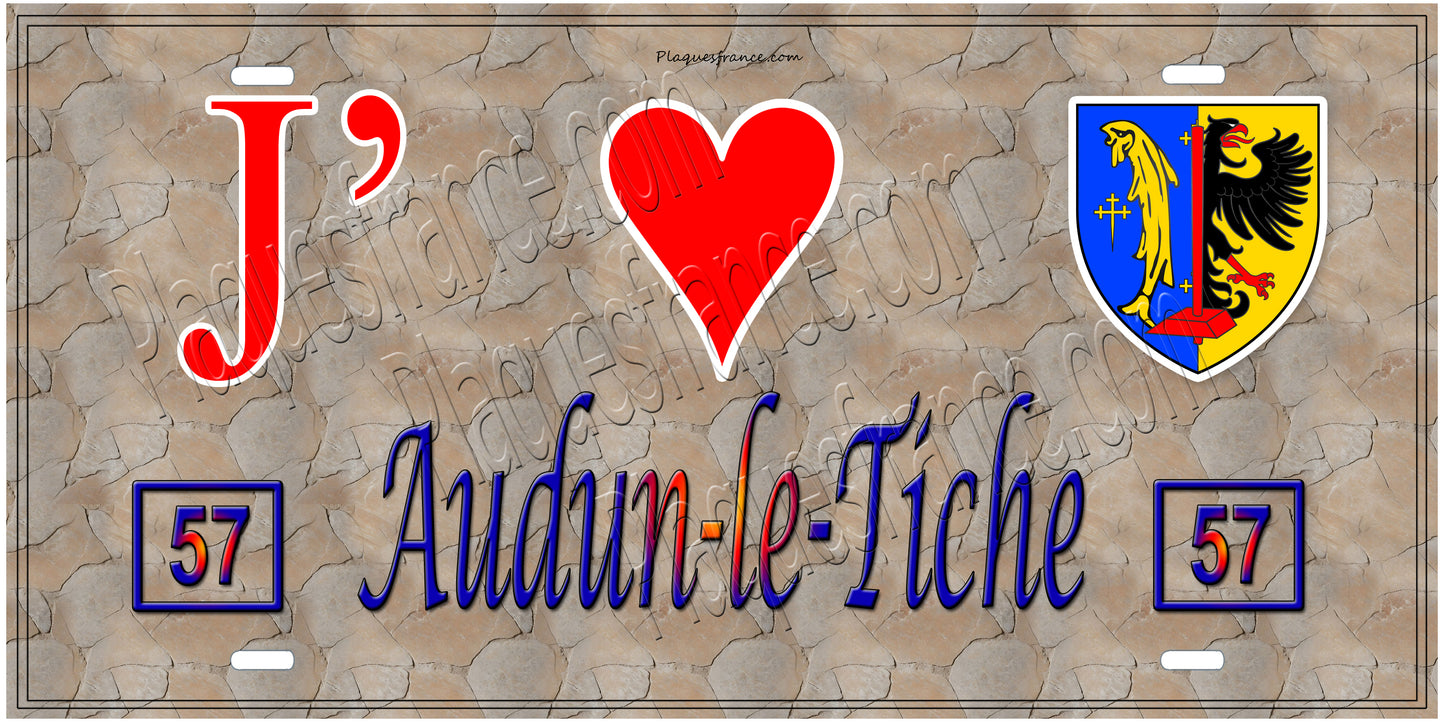 Plaque métal décorative 15 x 30 cm fond mur antique 57 J' ❤️ Audun-le-Tiche, canton Algrange Moselle 57