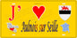 Plaque métal décorative 15 x 30 cm fond jaune carte J' ❤️ Aulnois-sur-Seille, canton du Saulnois Moselle 57