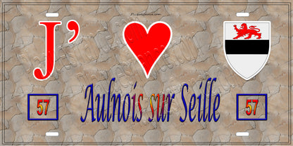 Plaque métal décorative 15 x 30 cm mur antique 57 J' ❤️ Aulnois-sur-Seille, canton du Saulnois Moselle 57