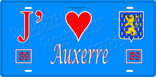 Plaque métal décorative  J' ❤️ Auxerre, Yonne 89