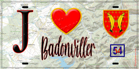 Plaque métal décorative  J' ❤️ Badonviller, Meurthe et Moselle (54)