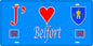 Plaque métal décorative  J' ❤️ Belfort, Territoire de Belfort (90)