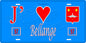 Plaque métal décorative 15 x 30 cm fond bleu 57 J' ❤️ Bellange, canton du Saulnois Moselle 57