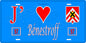Plaque métal décorative 15 x 30 cm fond bleu 57 J' ❤️ Bénestroff, canton du Saulnois Moselle 57
