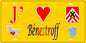 Plaque métal décorative 15 x 30 cm fond jaune carte J' ❤️ Bénestroff, canton du Saulnois Moselle 57
