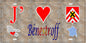 Plaque métal décorative 15 x 30 cm mur antique carte J' ❤️ Bénestroff, canton du Saulnois Moselle 57