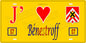Plaque métal décorative 15 x 30 cm fond jaune 57 J' ❤️ Bénestroff, canton du Saulnois Moselle 57