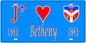 Plaque métal décorative, J' ❤️Bétheny, Marne, fond  mur bleu 51