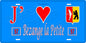 Plaque métal décorative 15 x 30 cm fond bleu 57 J' ❤️ Bezange la Petite, canton du Saulnois Moselle 57