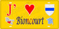 Plaque métal décorative 15 x 30 cm fond jaune carte J' ❤️ Bioncourt, canton du Saulnois Moselle 57