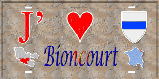 Plaque métal décorative 15 x 30 cm mur antique carte J' ❤️ Bioncourt, canton du Saulnois Moselle 57 (Copie)