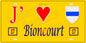 Plaque métal décorative 15 x 30 cm fond jaune 57 J' ❤️ Bioncourt, canton du Saulnois Moselle 57