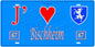 Plaque métal décorative, J' ❤️Bischheim, Bas Rhin, fond  mur bleu 67