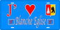 Plaque métal décorative 15 x 30 cm fond bleu 57 J' ❤️ Blanche Eglise, canton du Saulnois Moselle 57