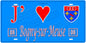 Plaque métal décorative, J' ❤️Bogny sur Meuse, Ardennes, fond  mur bleu 08