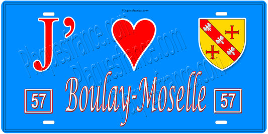 PlaquePlaque métal décorative 15 x 30 cm fond mur bleu 57 J' ❤️ Boulay-Moselle, canton Boulay-Moselle Moselle 57