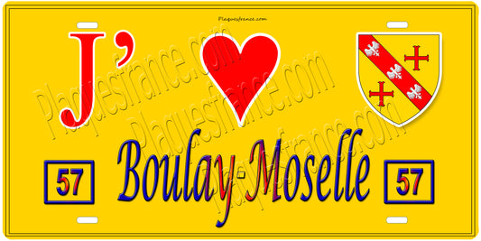 PlaquePlaque métal décorative 15 x 30 cm fond mur jaune 57 J' ❤️ Boulay-Moselle, canton Boulay-Moselle Moselle 57