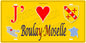 PlaquePlaque métal décorative 15 x 30 cm fond mur jaune carte J' ❤️ Boulay-Moselle, canton Boulay-Moselle Moselle 57