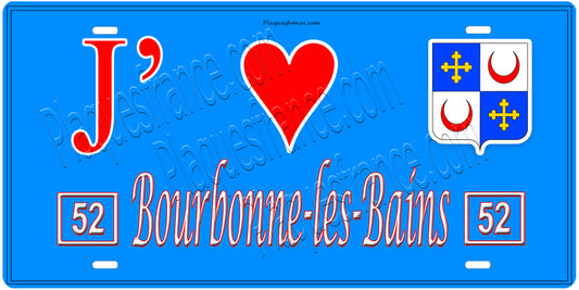 Plaque métal décorative, J' ❤️Boubonne-les-Bains, Haute Marne, fond  mur bleu 52