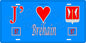 Plaque métal décorative 15 x 30 cm fond bleu 57 J' ❤️ Bréhain, canton du Saulnois Moselle 57