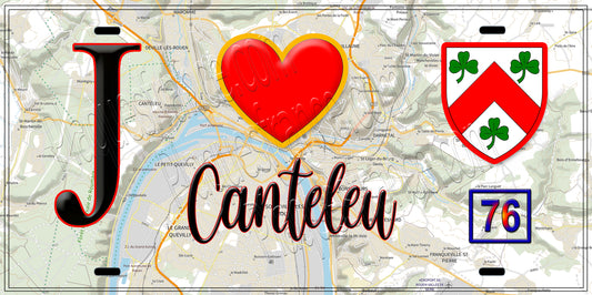 Plaque métal décorative  J' ❤️ Canteleu, Seine Maritime (76)