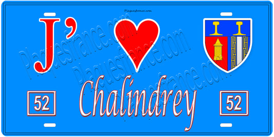 Plaque métal décorative, J' ❤️Chalindrey, Haute Marne, fond  mur bleu 52