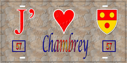 Plaque métal décorative 15 x 30 cm mur antique 57 J' ❤️ Chambrey, canton du Saulnois Moselle 57