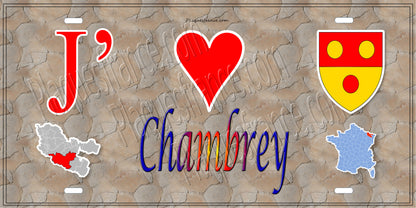 Plaque métal décorative 15 x 30 cm mur antique carte J' ❤️ Chambrey, canton du Saulnois Moselle 57