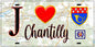 Plaque métal décorative  J' ❤️ Chantilly, Oise