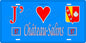 Plaque métal décorative 15 x 30 cm fond bleu 57 J' ❤️ Château Salins, canton du Saulnois Moselle 57