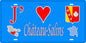 Plaque métal décorative 15 x 30 cm fond bleu carte J' ❤️ Château-Salins, canton du Saulnois Moselle 57