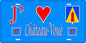 Plaque métal décorative 15 x 30 cm fond bleu 57 J' ❤️ Château Voué, canton du Saulnois Moselle 57