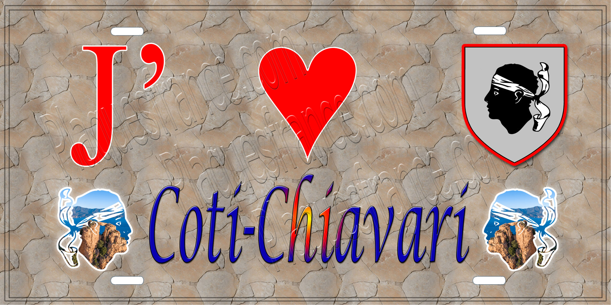 Plaque métal décorative 15 x 30 cm mur antique J' ❤️ Coti chiavari  canton de Taravo-Ornano Corse du Sud - Plaquesfrance.com