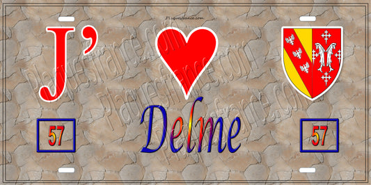 Plaque métal décorative 15 x 30 cm mur antique 57 J' ❤️ Delme, canton du Saulnois Moselle 57