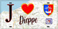 Plaque métal décorative  J' ❤️ Dieppe, Seine Maritime (76)
