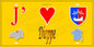 Plaque métal décorative 15X30 J' ❤️ Dieppe, Seine Maritime (76) jaune carte