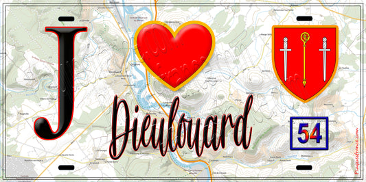 Plaque métal décorative  J' ❤️ Dieulouard, Meurthe et Moselle (54)