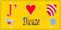 Plaque métal décorative 15 x 30 cm fond jaune carte J' ❤️ Dieuze, canton du Saulnois Moselle 57
