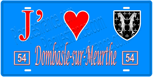 Plaque métal décorative, J' ❤️Dombasle-sur-Meurthe, Meurthe et Moselle, fond  mur bleu 54