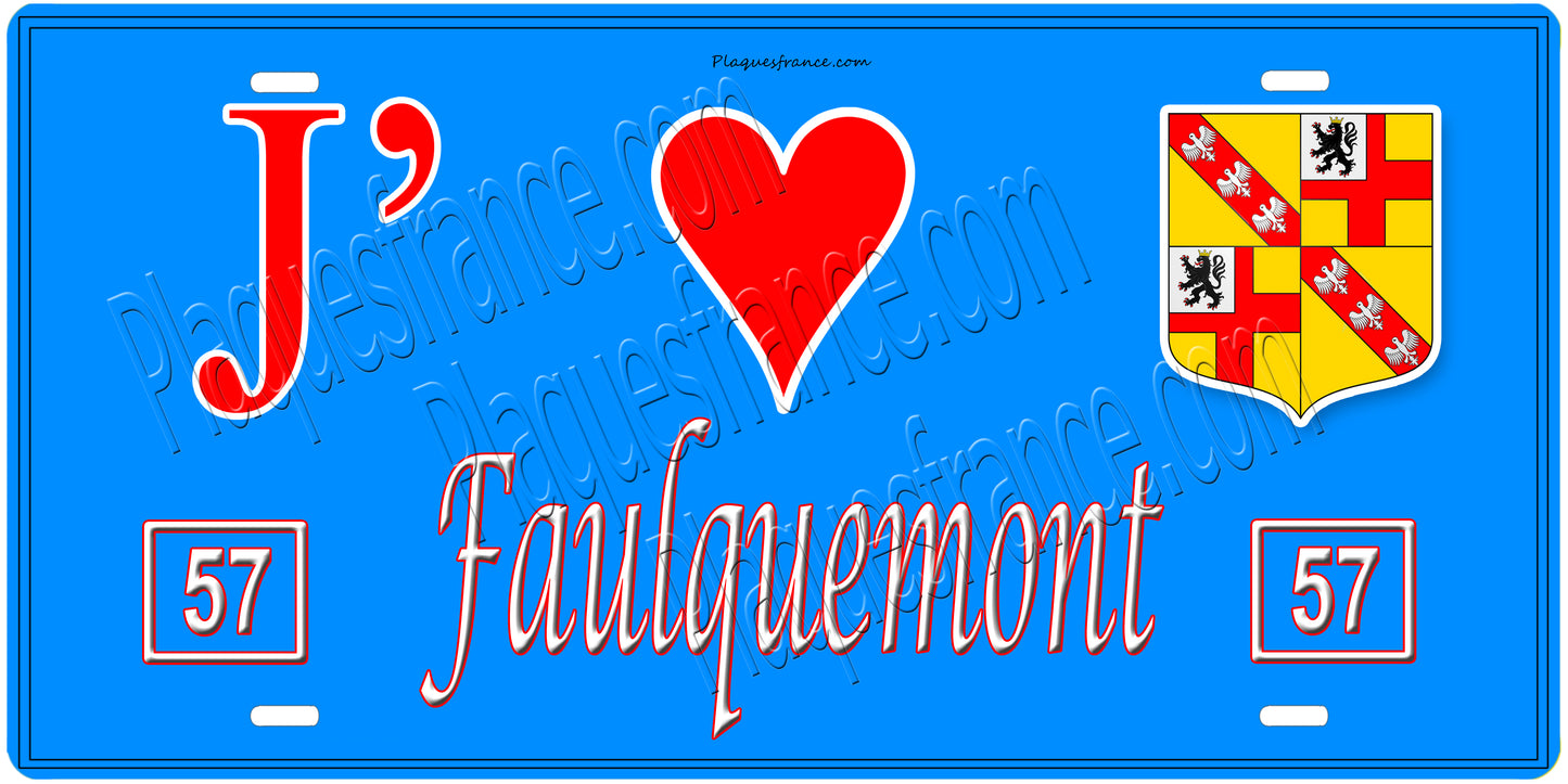 Plaque métal décorative 15 x 30 cm fond  mur bleu 57 J' ❤️Faulquemont, canton Faulquemont  57