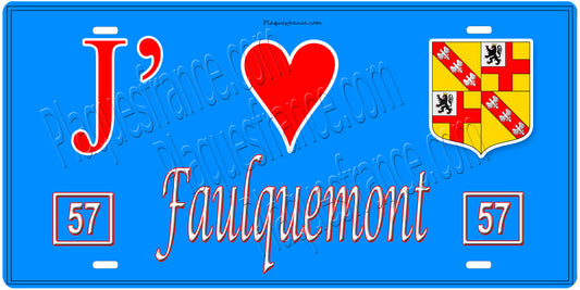 Plaque métal décorative 15 x 30 cm fond  mur bleu 57 J' ❤️Faulquemont, canton Faulquemont  57