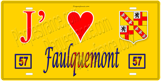 Plaque métal décorative 15 x 30 cm fond  mur jaune 57 J' ❤️Faulquemont, canton Faulquemont  57