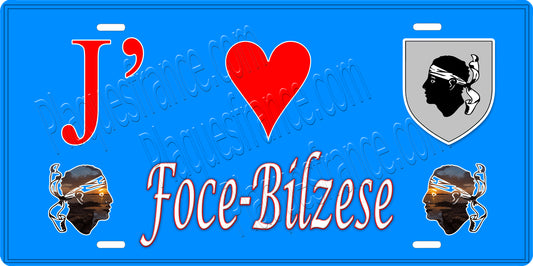 Plaque métal décorative 15 x 30 cm bleu J' ❤️ Foce-Bizese canton du Sartenais-Valinco  Corse du Sud - Plaquesfrance.com