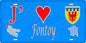 Plaque métal décorative 15 x 30 cm fond mur bleu carte J' ❤️ Fontoy, canton Algrange Moselle 57