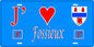Plaque métal décorative 15 x 30 cm fond bleu 57 J' ❤️ Fossieux, canton du Saulnois Moselle 57