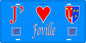 Plaque métal décorative 15 x 30 cm fond bleu 57 J' ❤️ Foville, canton du Saulnois Moselle 57